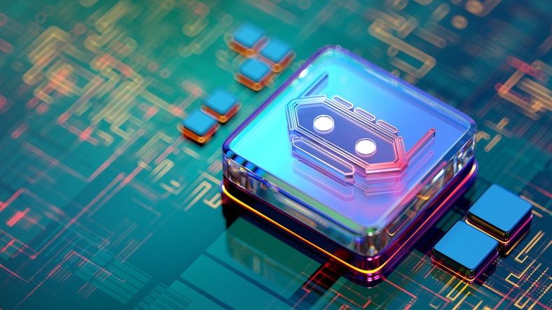AI chatbot on a digital processor representing AI agents, security and governance for RIAs.